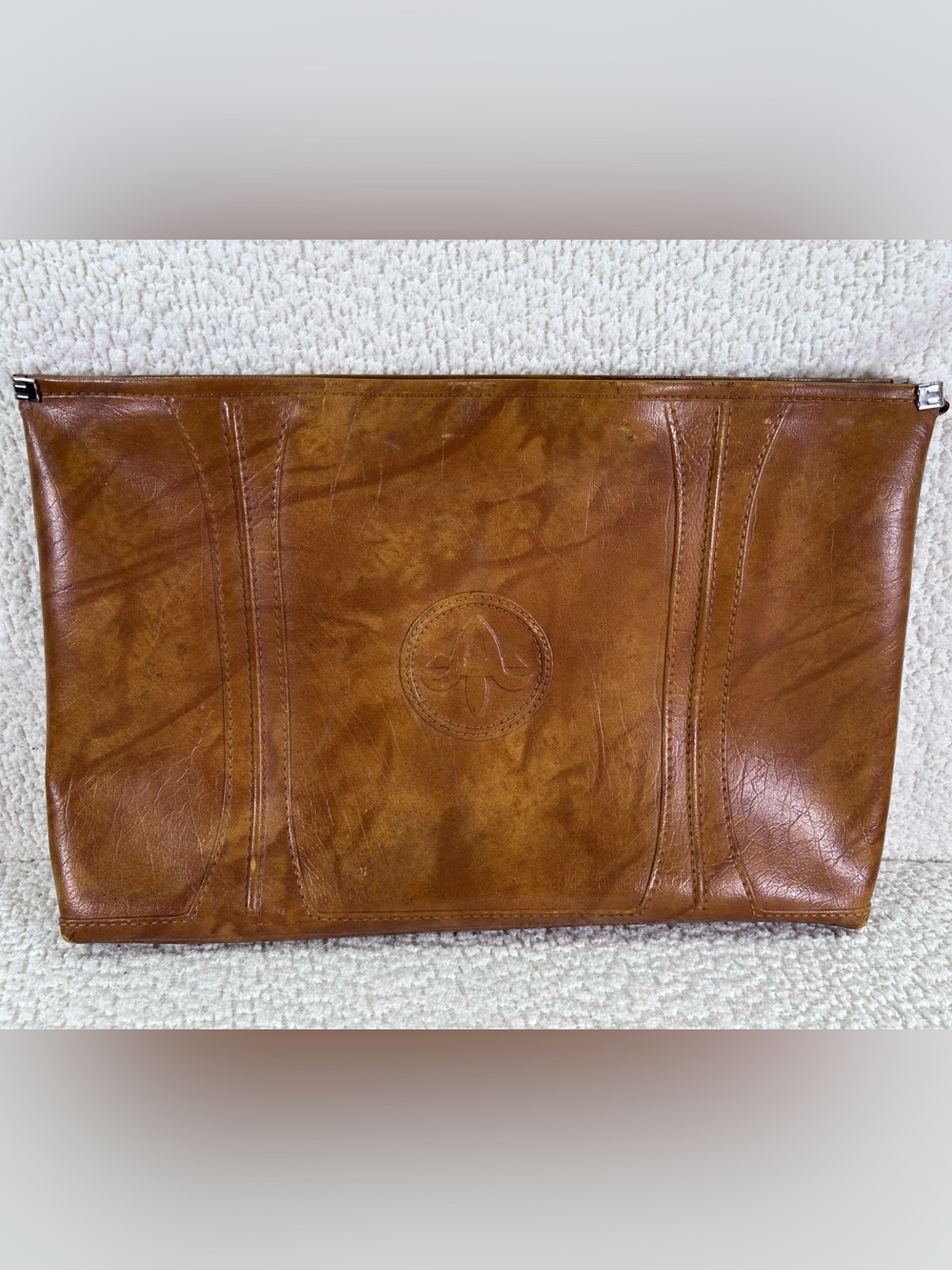 Vintage 1975 American Tourister Oversized Clutch Portfolio Brown Made in Japan